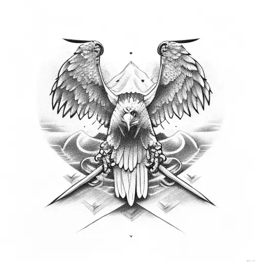 eagle with it's wings out facing forward tattoo design idea