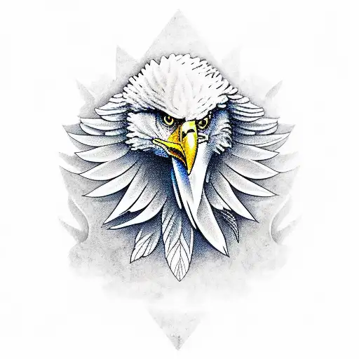 eagle with it's wings out facing forward tattoo design idea