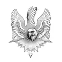 eagle with it's wings out facing forward tattoo design idea