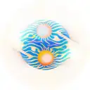 sun and waves in a circular shape tattoo design idea