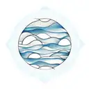 sun and waves in a circular shape tattoo design idea