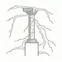 Create me a simple tattoo of a broken pillar struck by lightning in black and white. tattoo design idea