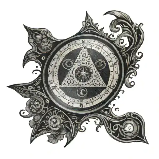 Intricate dotwork design of a mystical ouija board tattoo design idea