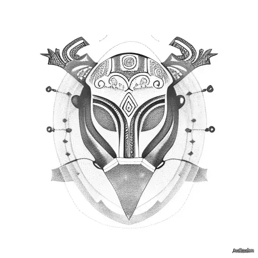 Constellation of African masks tattoo design idea