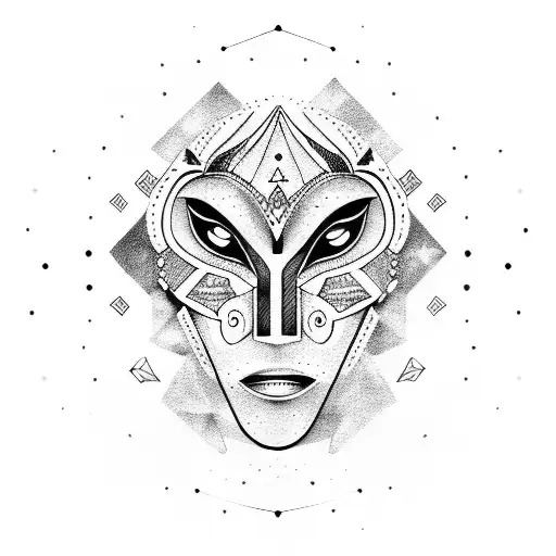 Constellation of African masks tattoo design idea