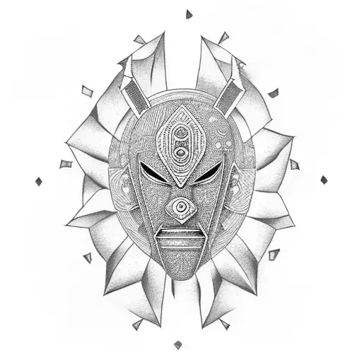 An African mask and a book merging into one tattoo design idea