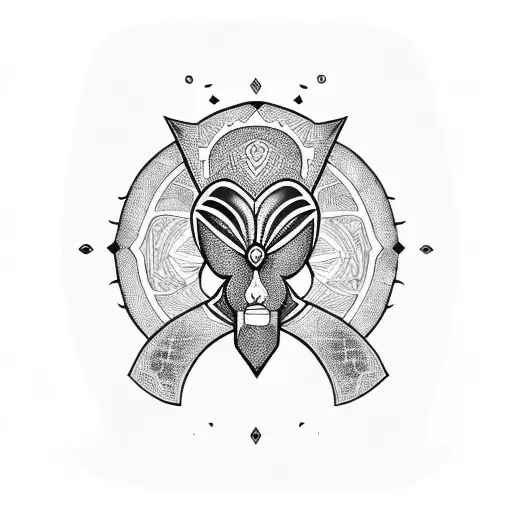 An African mask and a book merging into one tattoo design idea