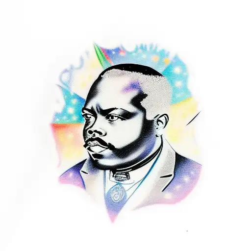 MArcus Garvey portrait with a galaxy background tattoo design idea