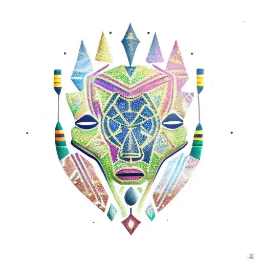 Constellation of African masks tattoo design idea