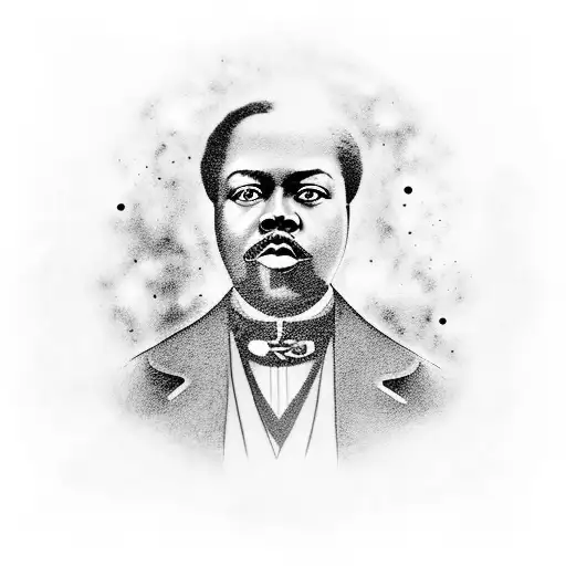 MArcus Garvey portrait with a galaxy background tattoo design idea