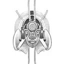African tribal mask wearing headphones tattoo design idea