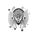 African tribal mask wearing headphones tattoo design idea