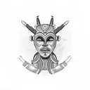 African tribal mask wearing headphones tattoo design idea