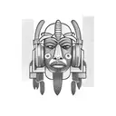 African tribal mask wearing headphones tattoo design idea