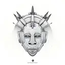 African tribal mask wearing headphones tattoo design idea