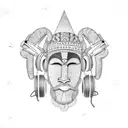 African tribal mask wearing headphones tattoo design idea