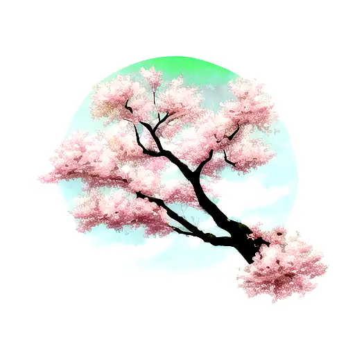 charry blossom tree tattoo design idea