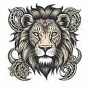 a lion that says from below learn to survive tattoo design idea