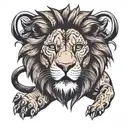 a lion that says from below learn to survive tattoo design idea
