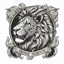 a lion that says from below learn to survive tattoo design idea