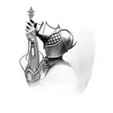 crusader kneeling giving world to siblings  tattoo design idea