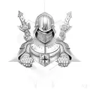 crusader kneeling giving world to siblings  tattoo design idea