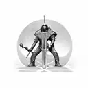 crusader kneeling giving world to siblings  tattoo design idea