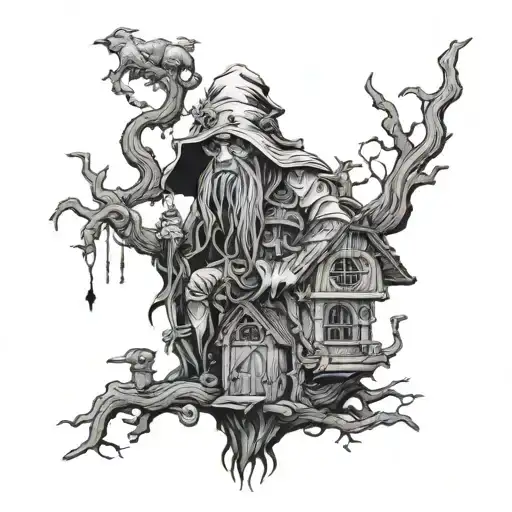 baba yaga witch creepy tattoo design idea