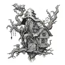baba yaga witch creepy tattoo design idea