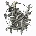 baba yaga witch creepy tattoo design idea