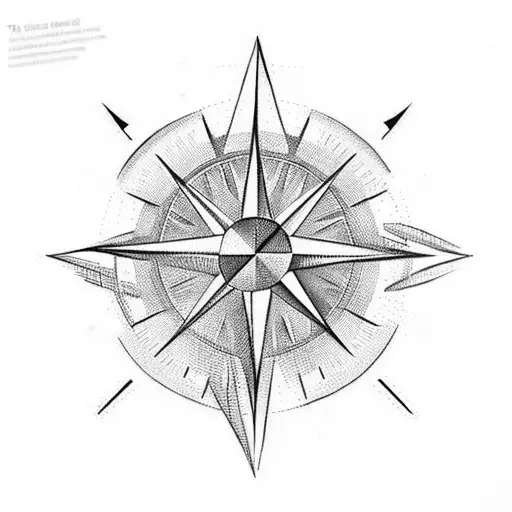 Sketch style tattoo compass