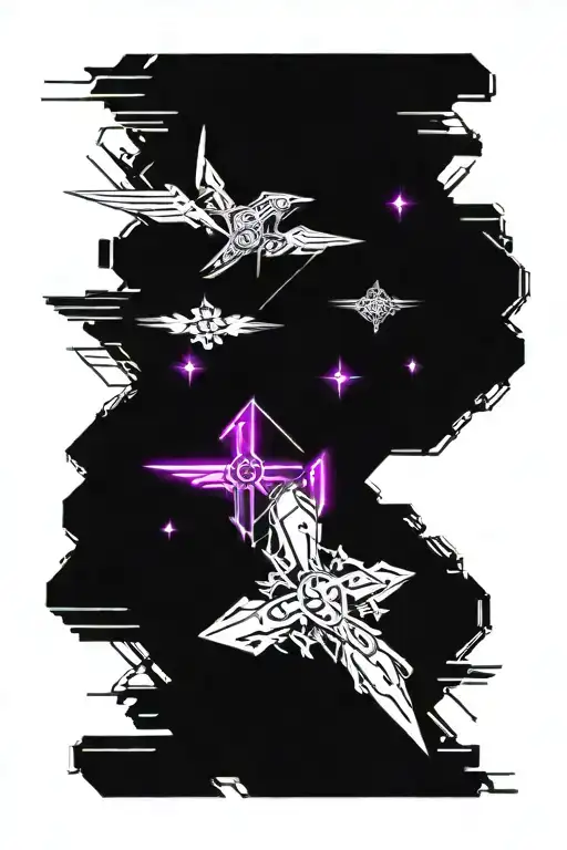 neón génesis evangelion wings of light surrounded by cross explosions tattoo design idea