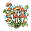 trippy dying mushrooms smoking weed tattoo design idea