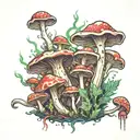 trippy dying mushrooms smoking weed tattoo design idea