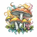 trippy dying mushrooms smoking weed tattoo design idea