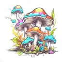 trippy dying mushrooms smoking weed tattoo design idea