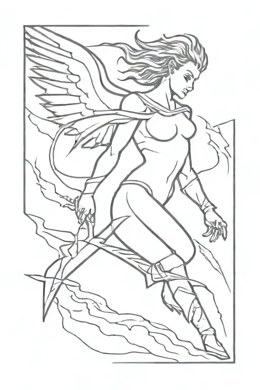 Warrior Angel, lightning tattoo design idea