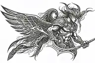 Warrior Angel, lightning tattoo design idea