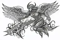 Warrior Angel, lightning tattoo design idea