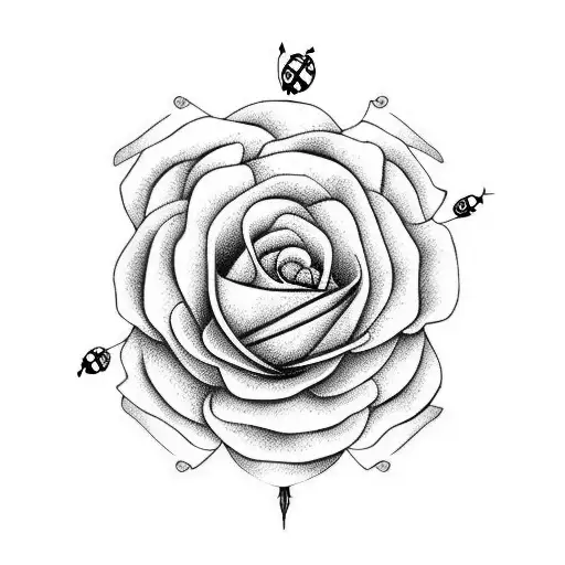 ladybug rose strong tattoo design idea