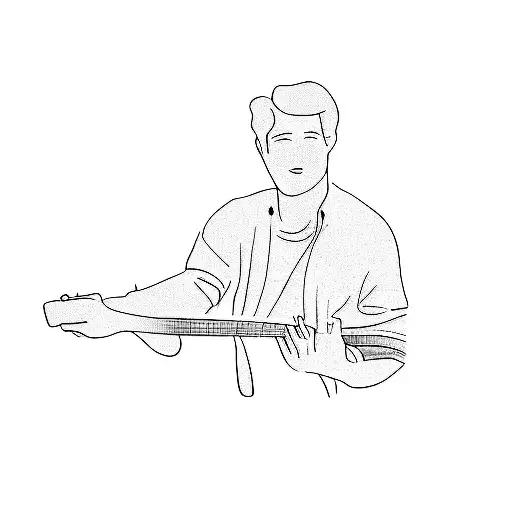 a man and a baby playing guitar tattoo design idea