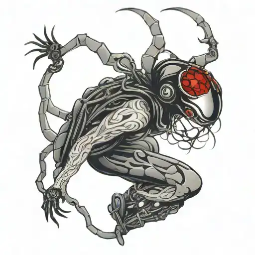 madusa Aquarius black widow spider tattoo design idea