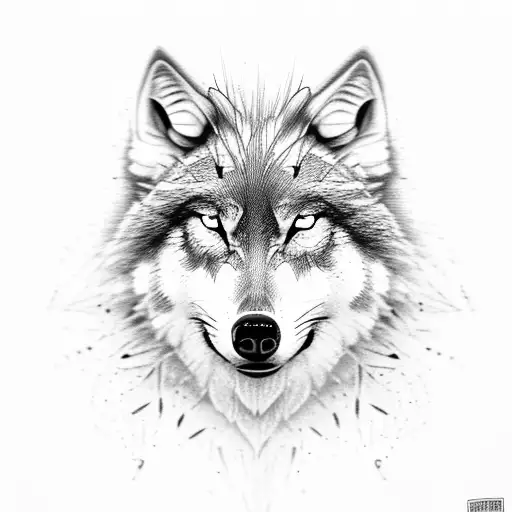 two half wolf faces with sword in between them tattoo design idea