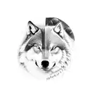 two half wolf faces one angry one calm and sword in between faces tattoo design idea