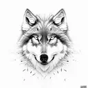 two half wolf faces with sword in between them tattoo design idea