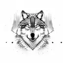 two half wolf faces with sword in between them tattoo design idea