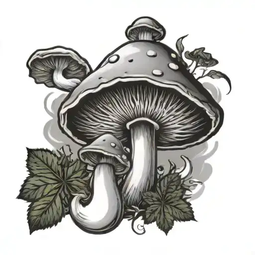 a magic mushroom smoking weed tattoo design idea