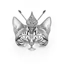 Create a tattoo that combines your love for cats and nightlife, with a mysterious feline in a club setting tattoo design idea