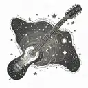 A celestial scene with a guitar constellation, representing your brother's presence in the stars tattoo design idea