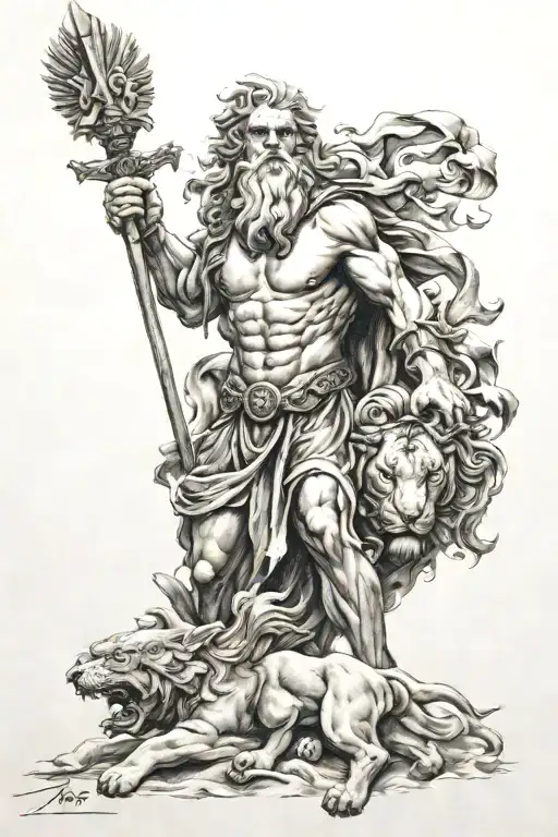 Zeus leon war tattoo design idea